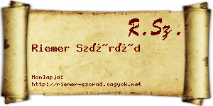 Riemer Szórád névjegykártya